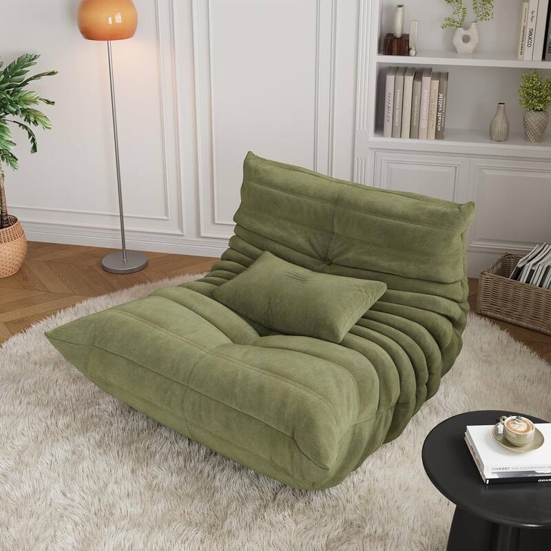 Floor Bean Bag Chair, Single Sofa Chair for Living Room Bedroom Office - Green