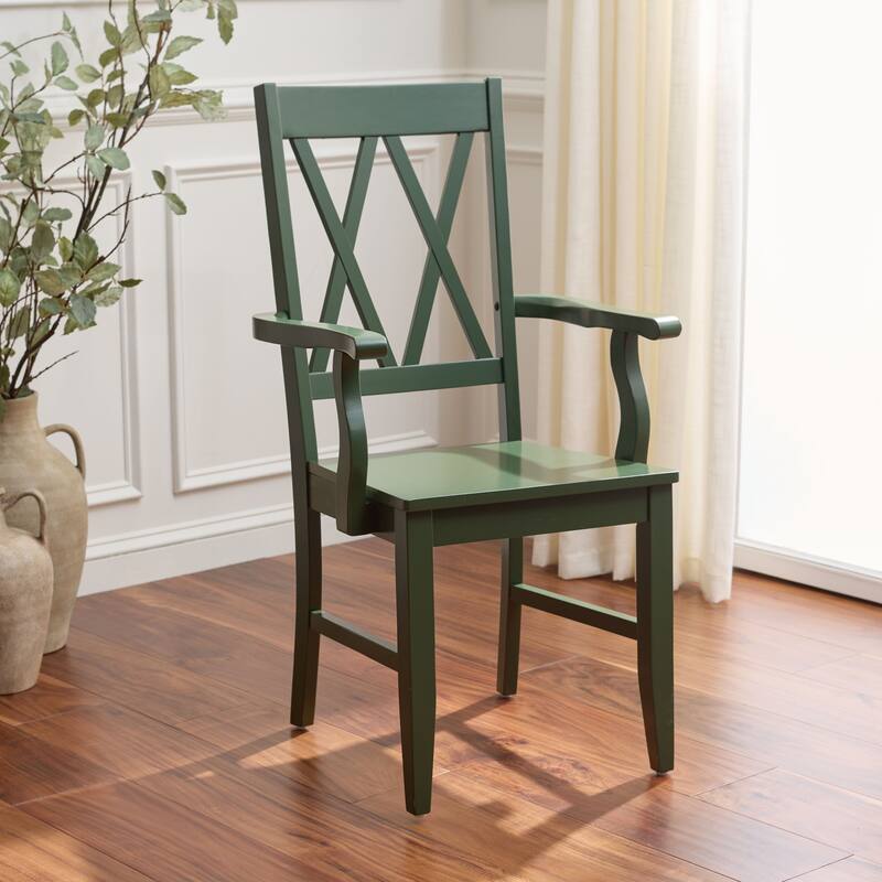 SAFAVIEH HOME Yelena Double X-Back Arm Chair - 18"W x 22"D x 39"H