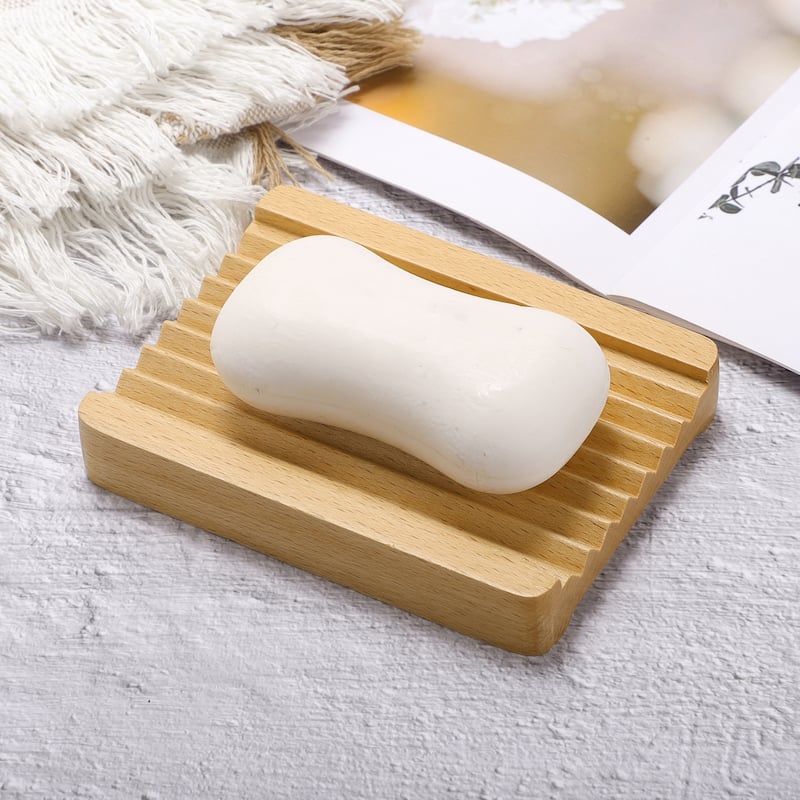 Portable Square Soap Dish for Bathroom for Kitchen 5.08"x3.7"x0.79" Brown 1 Pc