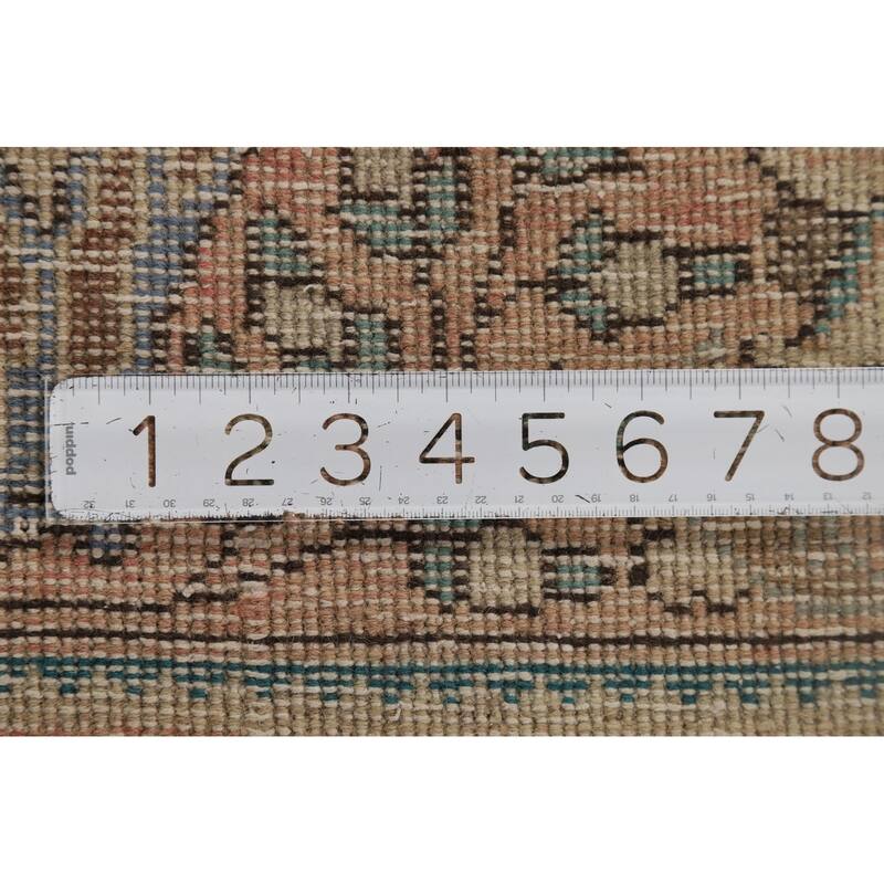 Distressed Tabriz Vintage Persian Rug Handmade Peach Wool Carpet - 9'9" x 12'9"