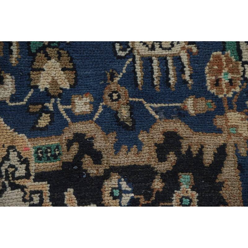 Hand Knotted Oriental 100% Wool Carpet Traditional Medallion Beige & Ivories Hamedan Area Rug - 9' 11'' X 6' 7''