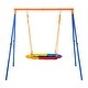 preview thumbnail 2 of 10, 40 Inch Saucer Swing Seat with A Shaped Metal Frame Stand Ideal Gift for Kids - 81.10"L x 72.05"W x 71.26"H