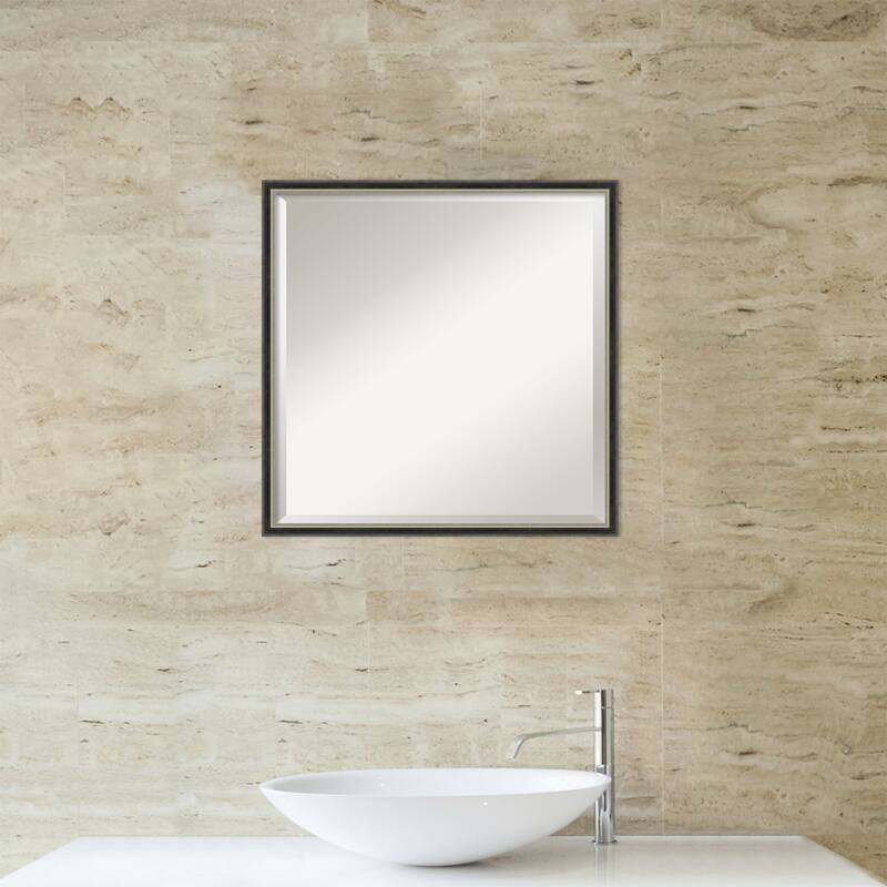 Theo Narrow Beveled Wood Framed Bathroom Vanity Wall Mirror