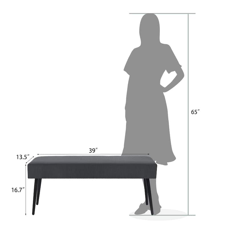 Adeco Modern End of Bed Bench Tufted Ottoman