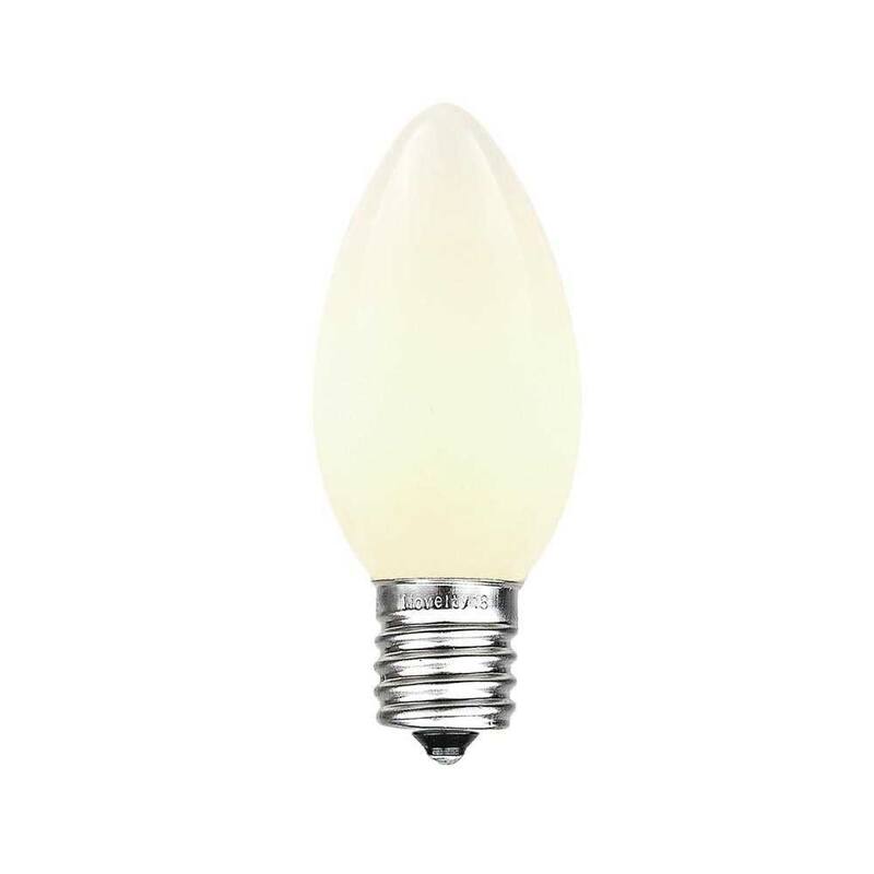 25 Foot C9 Ceramic Christmas Light Set, Hanging String Lights, White Wire