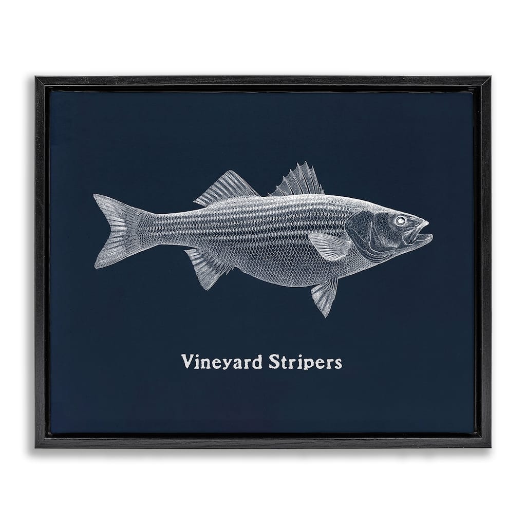 Stupell Vineyard Stripers Fish Framed Floater Canvas Wall Art Design By Phillipa Katz