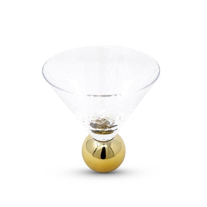 Hammered Dessert Glasses on Gold Ball Pedestal, Set of 6