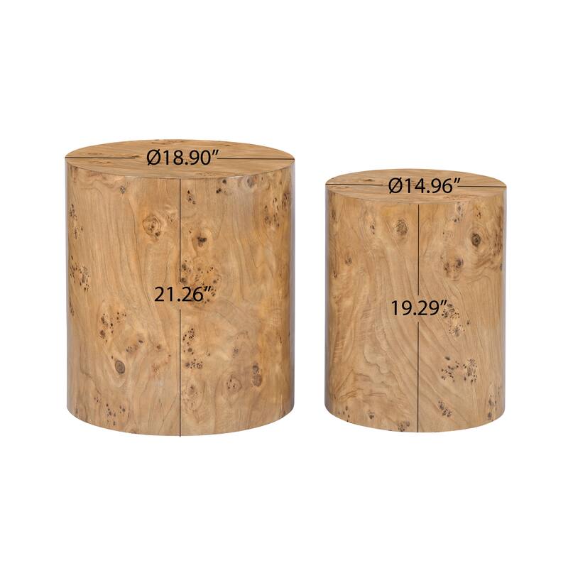 Christopher Knight Home - Mollet Modern 2-Piece Nesting Side End Table Set with Cylindrical Silhouette, Versatile Indoor Use