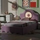 preview thumbnail 17 of 24, Twin/Full Size Upholstered Platform Bed with LED Headboard, Cute Kids Bed Frame Pink Floor Bed