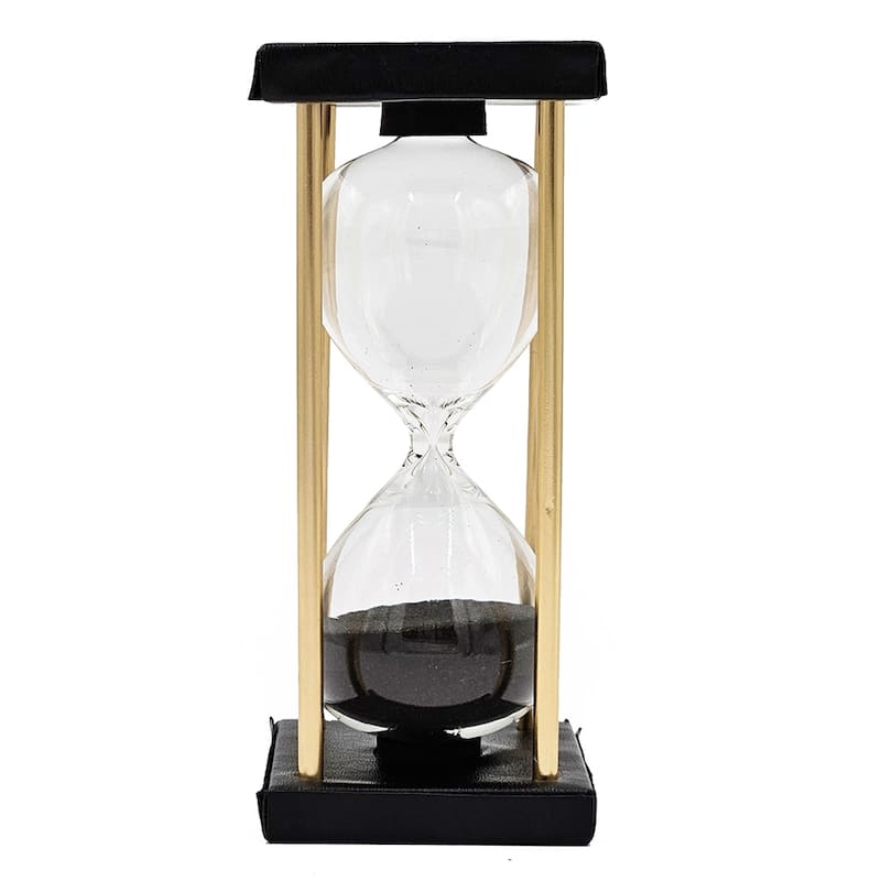 3x3x7" Stanley 15-minute Hourglass, Framed with an Metal stand, Black