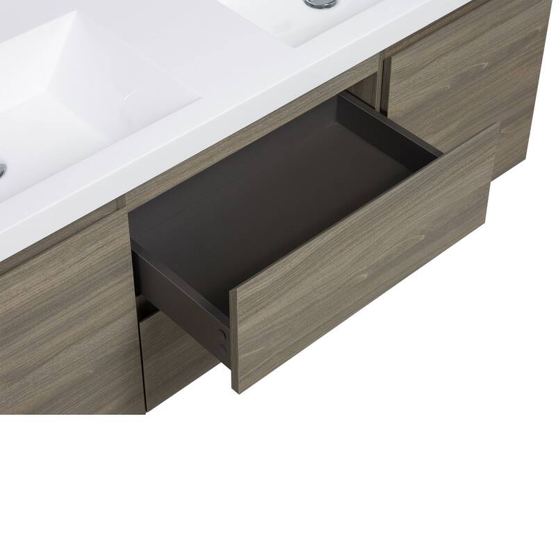 Plywood Floating Bathroom Vanity with Integrated Resin Sink
