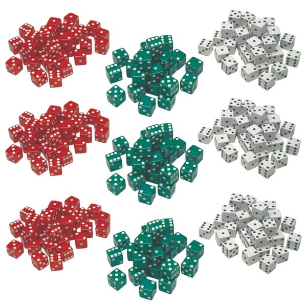 slide 1 of 1, Red, Green & White Dot Dice, 36 Per Pack, 3 Packs
