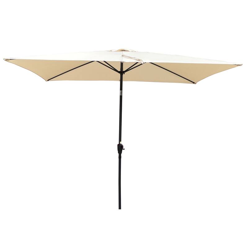 6 x 9ft Patio Umbrella Outdoor Waterproof Umbrella with Crank and Push Button