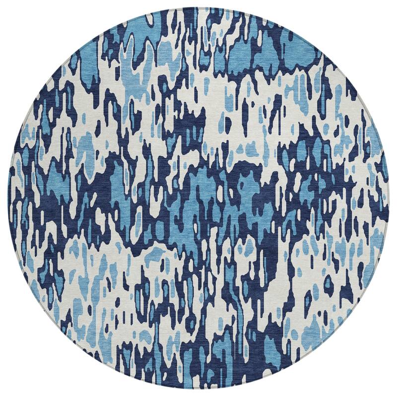 Machine Washable Indoor/ Outdoor Modern Watercolor Chantille Rug