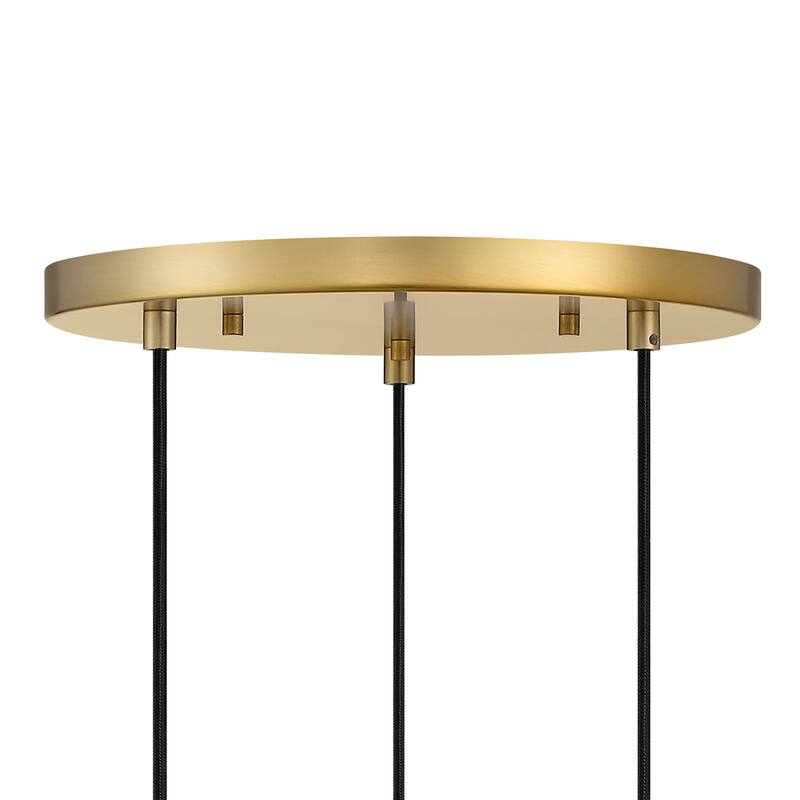 Neva 3-Light Brushed Gold Transitional Globe Chandelier for Entryways with 7 in. Clear Iridescent Glass Shades - 17.75