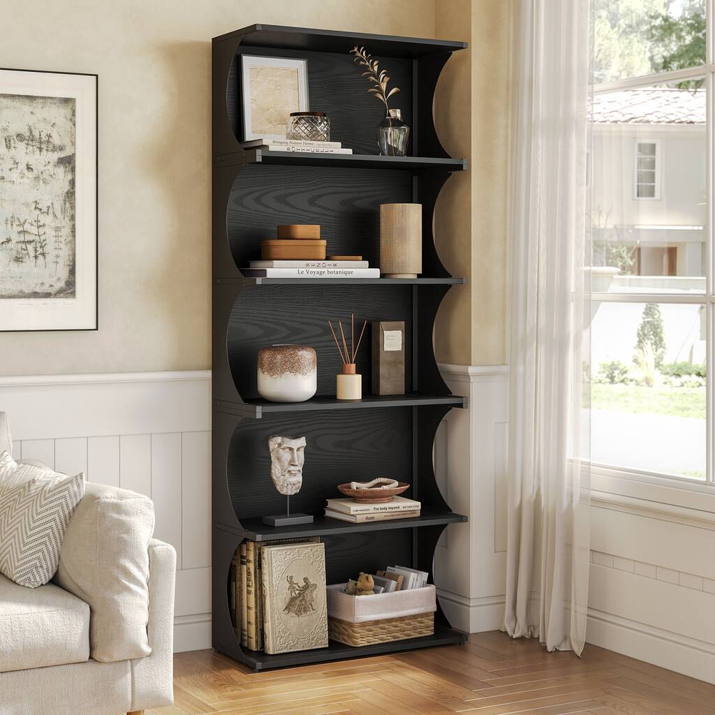 70.9 Inch Tall Modern Bookcase Bookshelf for Living Room Home Office - 11.81" D x 27.56" W x 70.9" H