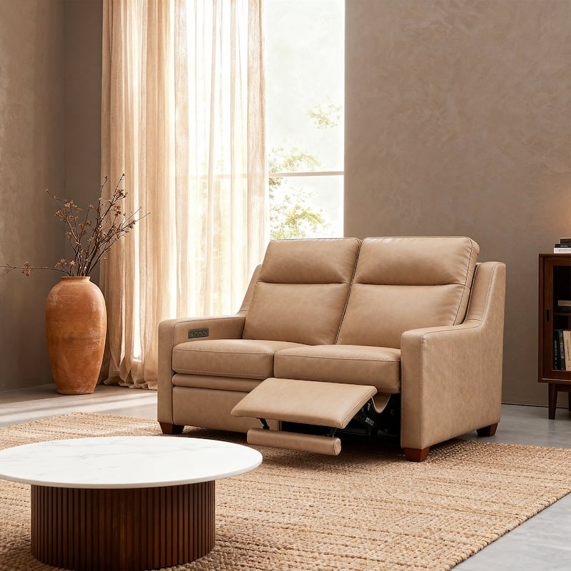 Genuine Leather 56" Triple-Motor Power Zero-Wall Reclining Loveseat with USB&USB-C Port