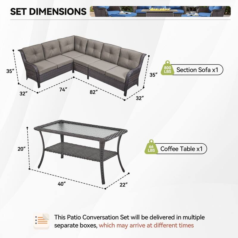 Outdoor Conversation Sets 2 Sectional Sofa Furniture