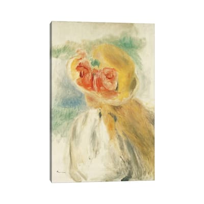 iCanvas "Young Girl with Flowers in her Hat" by Pierre-Auguste Renoir Canvas Print