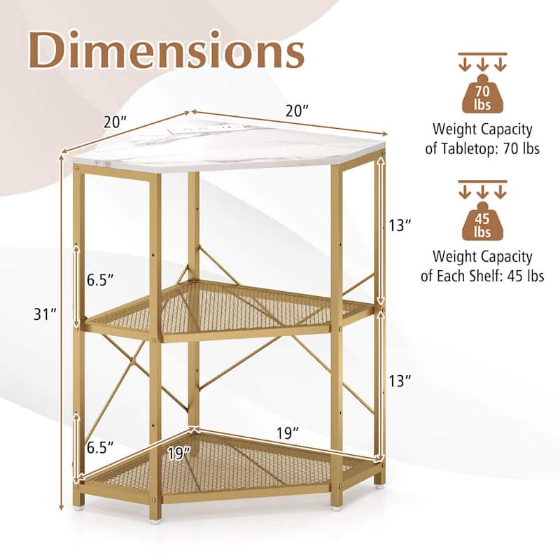 Costway Corner Printer Stand with Charging Station Adjustable Metal - See Details