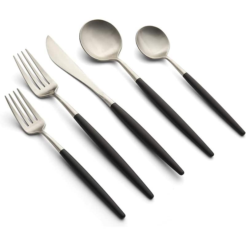 CAMBRIDGE Silversmiths Sojourn Black Satin 20-Piece Flatware Set, Service for 4