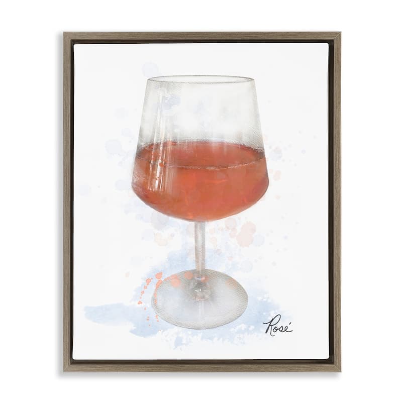 Stupell Modern Rosé in Glass Framed Floater Canvas Wall Art Design By Matthew Piotrowicz - 25 x 31 - Brown