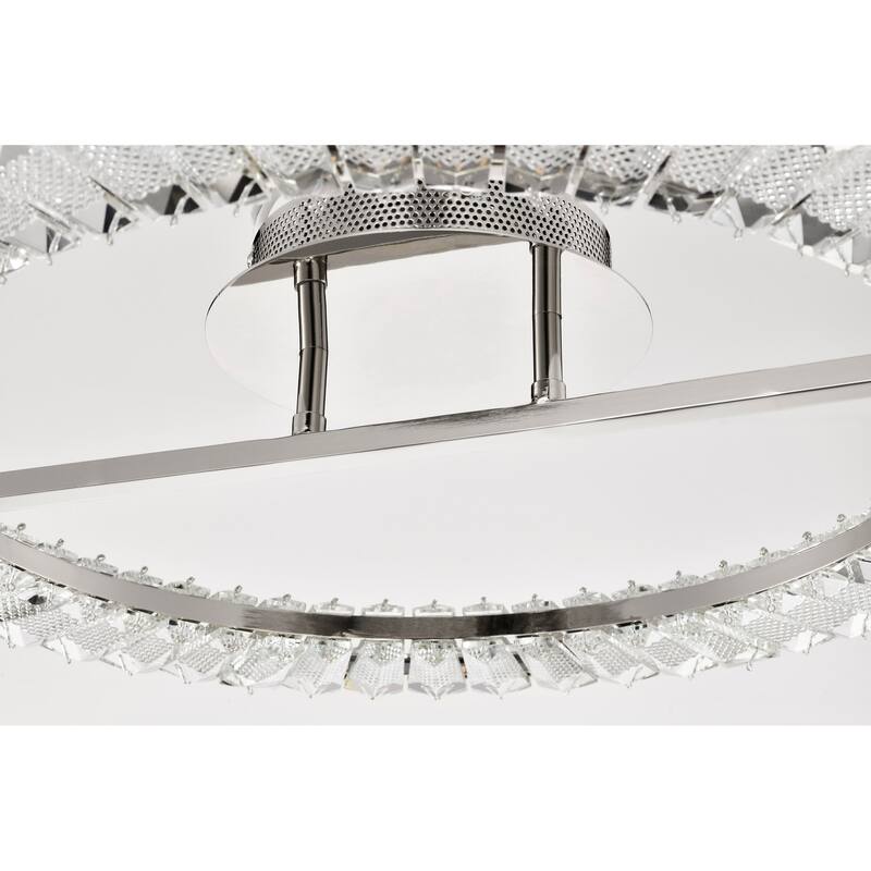 Nova LED 23 Inch Round Flush Mount Polished Nickel Finish K9 Crystal - Polished Nickel