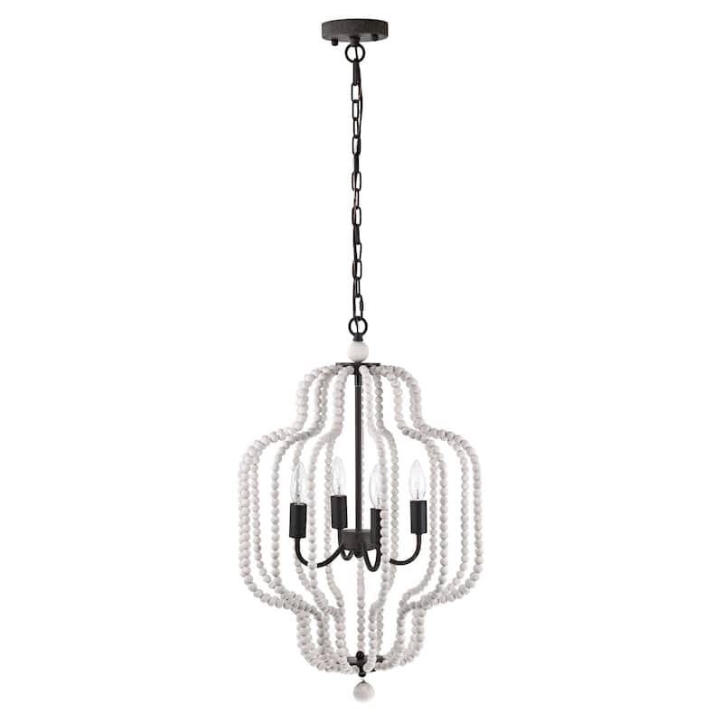 Sauxi 18 Inch Bohemian Style Antique White Pendant Chandelier 4-Light