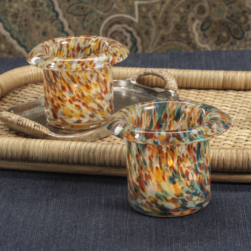 Celia 4-Piece Opal Confetti Glass Candle Holder/ Vase/ Planter Set