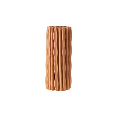 Ribbed Cylindrical Vase - 15.5" - Orange