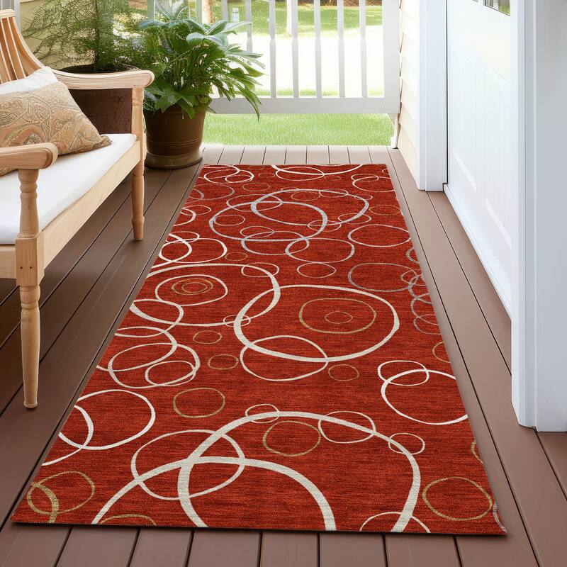 Machine Washable Indoor/ Outdoor Contemporary Nexus Chantille Rug - Red - 2'3" x 7'6"