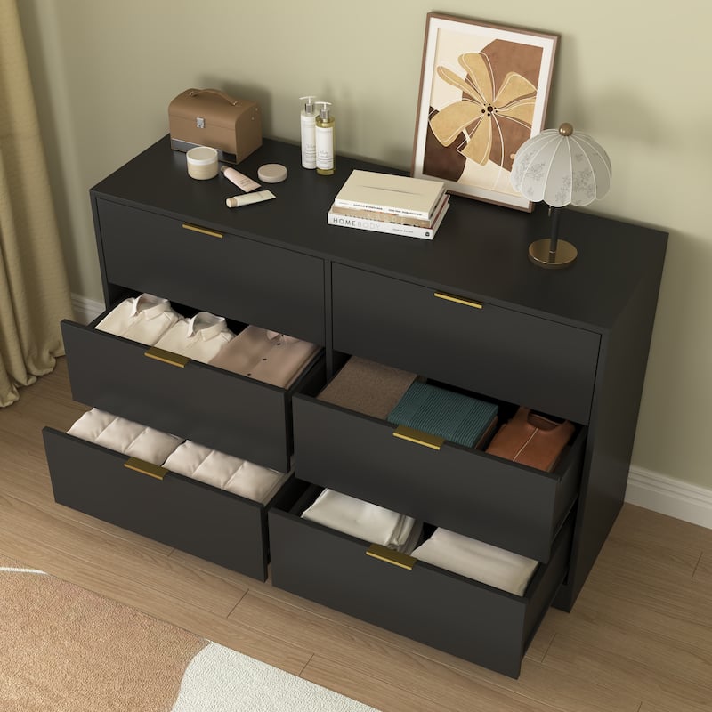 Simply Modern 6-Drawer Dresser, Chest of Drawers for Bedroom, Living Room, Hallway, and Entryway - Large Storage Cabinet