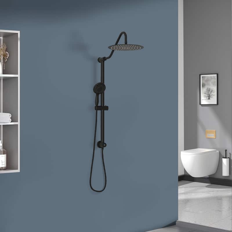 Topcraft Wall Mount 10-Inch Rain Showerhead with Multi-Function Handheld Showerhead