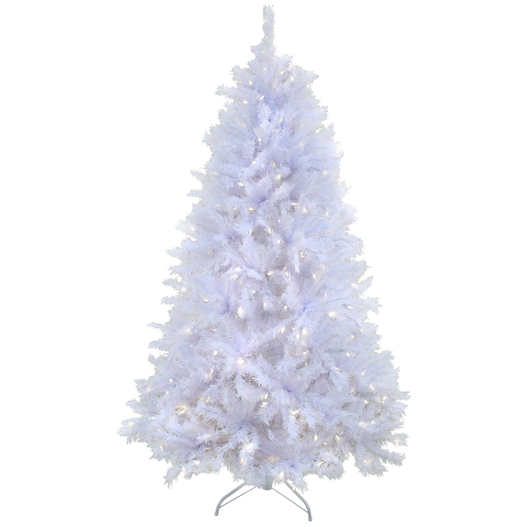 National Tree Company 9 ft. Pre-lit Artificial Millville White Hinged Tree with PowerConnect, 700 Warm White LED Lights-UL
