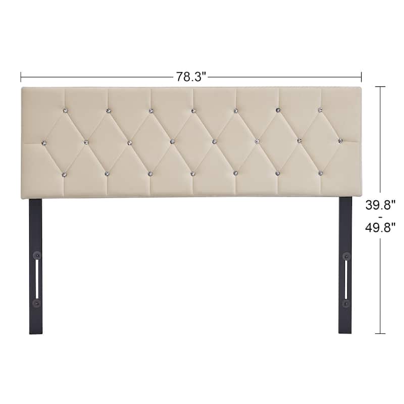 Upholstered Headboard, Diamond Tufted Adjustable Headboard from 39.8" to 49.8", Queen Headboard/ King Headboard