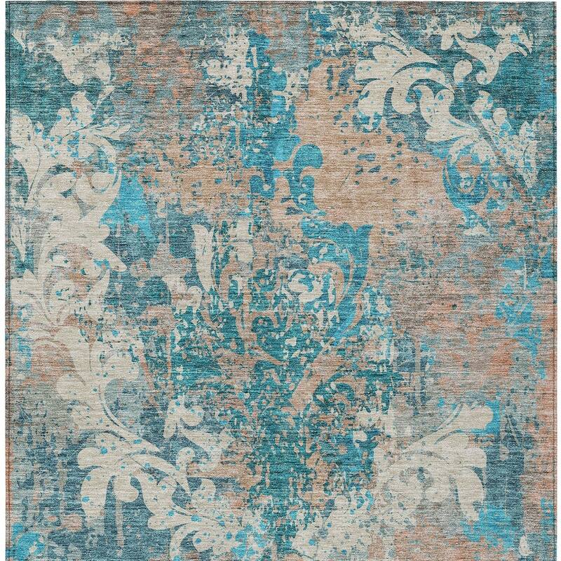 HomeRoots Damask Transitional Rectangle Outdoor Rug