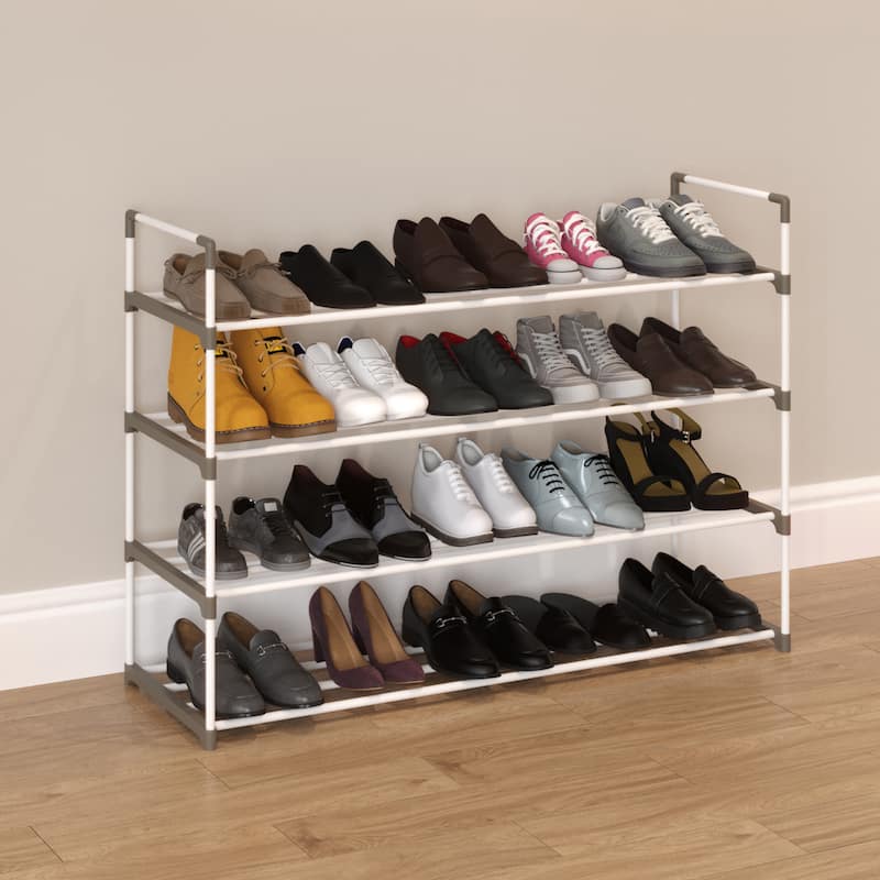 Shoe Rack - Shoe Organizer for Closet, Bathroom, Entryway by Home-Complete (White)