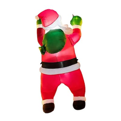5.5 ft Tall Multicolor Polyester Indoor Outdoor Hanging Santa Christmas Inflatable, Home Garden Seasonal Decoration - Red