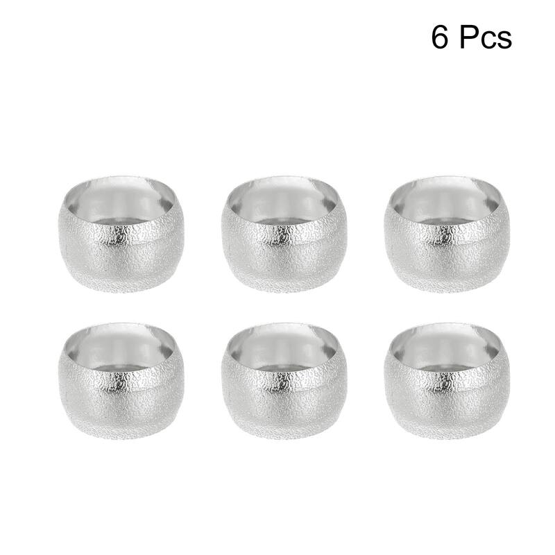 Napkin Rings, 6pcs 40mm Inner Diameter Alloy Napkin Buckles, Silver Tone