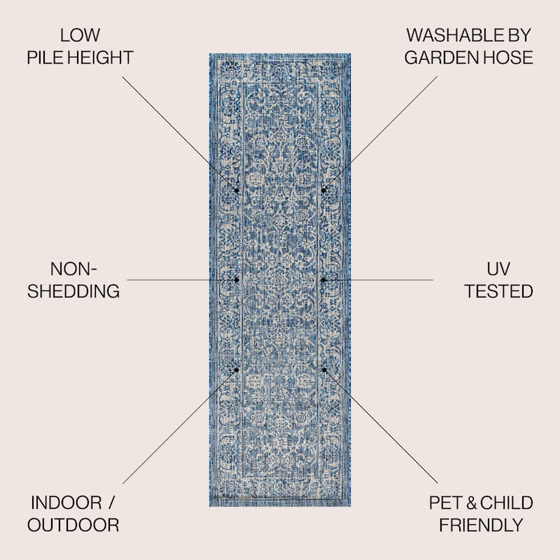 JONATHAN Y Sinjuri Bohemian Textured Weave Floral Indoor/Outdoor Area Rug