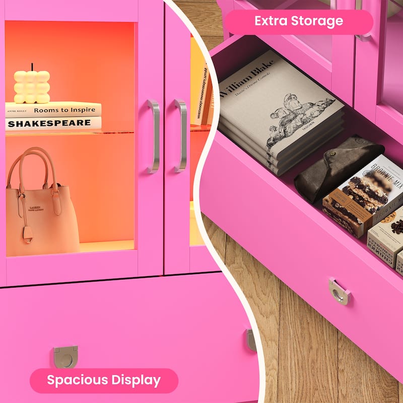 27'' Tall Display Cabinet with Acrylic Doors and LED Lights - N/A