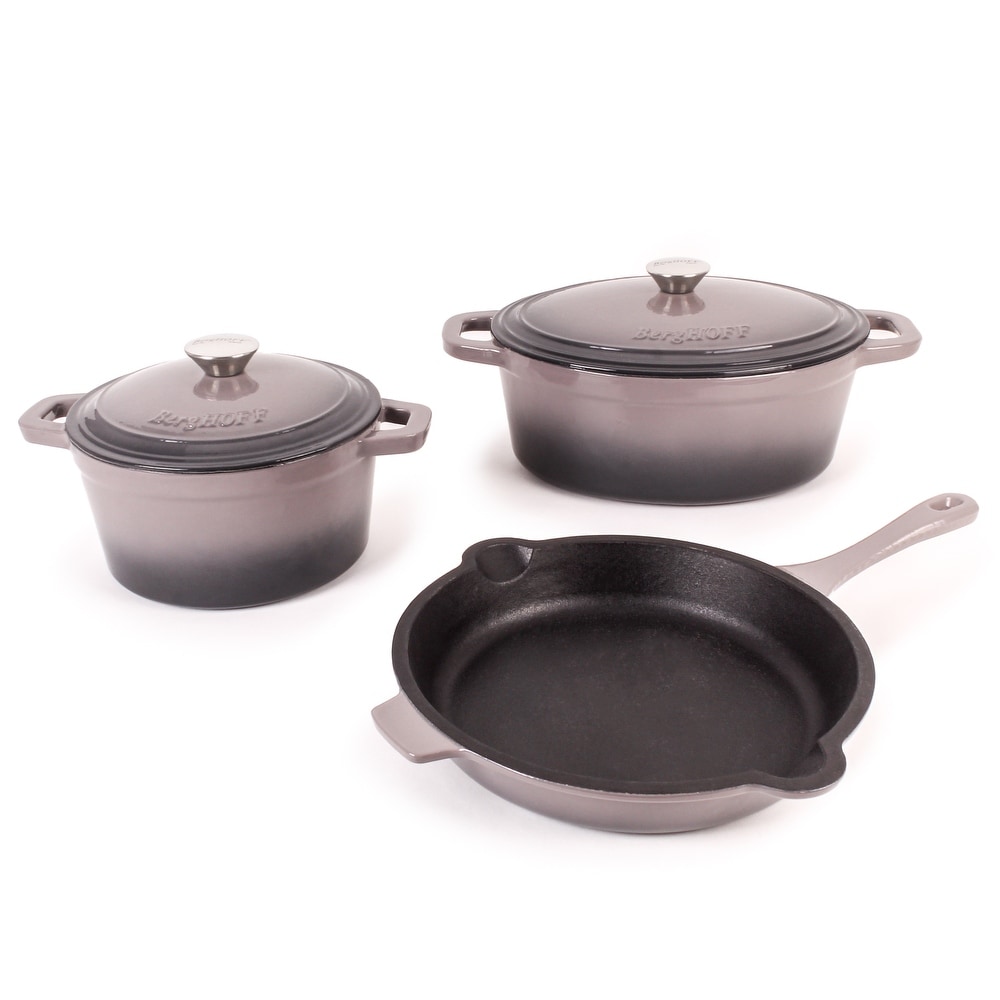 BergHOFF Neo 5pc Cast Iron Cookware Set, Oyster