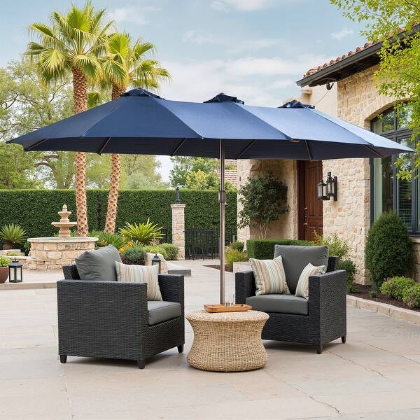 functionality of oversized patio umbrella GRAND 10x13 ft Patio with Base, Acrylic Outdoor Cantilever Aluminum Umbrella, 5-Year-Non-Fading Rectangular Offset Umbrella with Cover Stay cool and dry with Ainfox 13ft Ainfox Patio Umbrella with Crank Kozyard 15 FT Rectangular Double-Sided