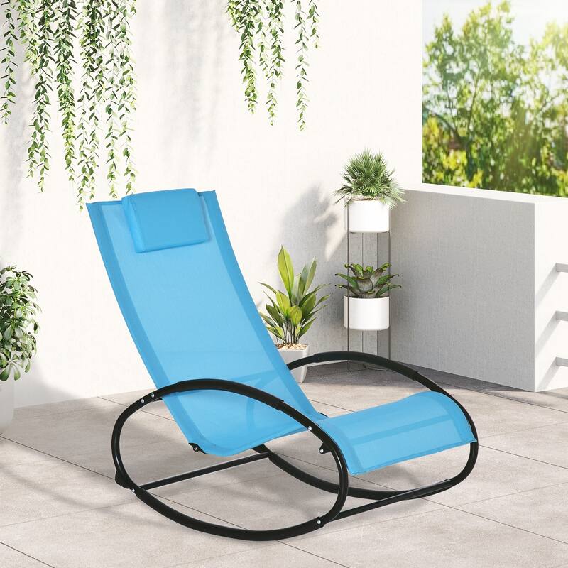 Outsunny Orbital Zero Gravity Patio Rocking Lounge Chair with Pillow