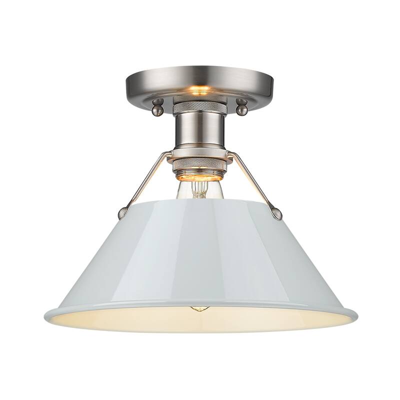 Orwell 1-Light Flush Mount in Pewter with Dusky Blue - Silver
