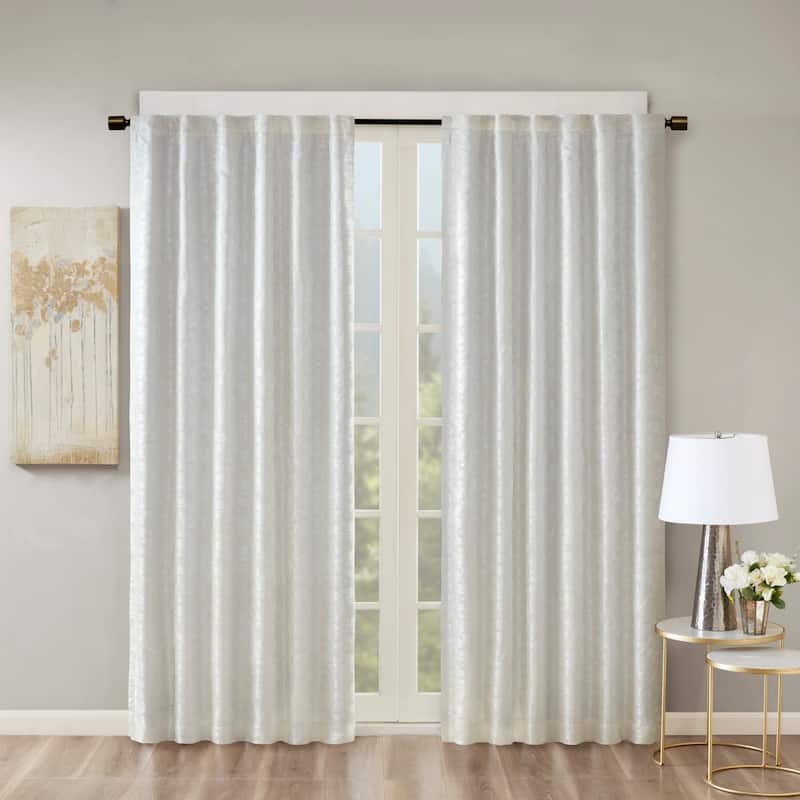 SunSmart Odessa Marble Jacquard Lined Total Blackout Rod Pocket/Back Tab Curtain Panel
