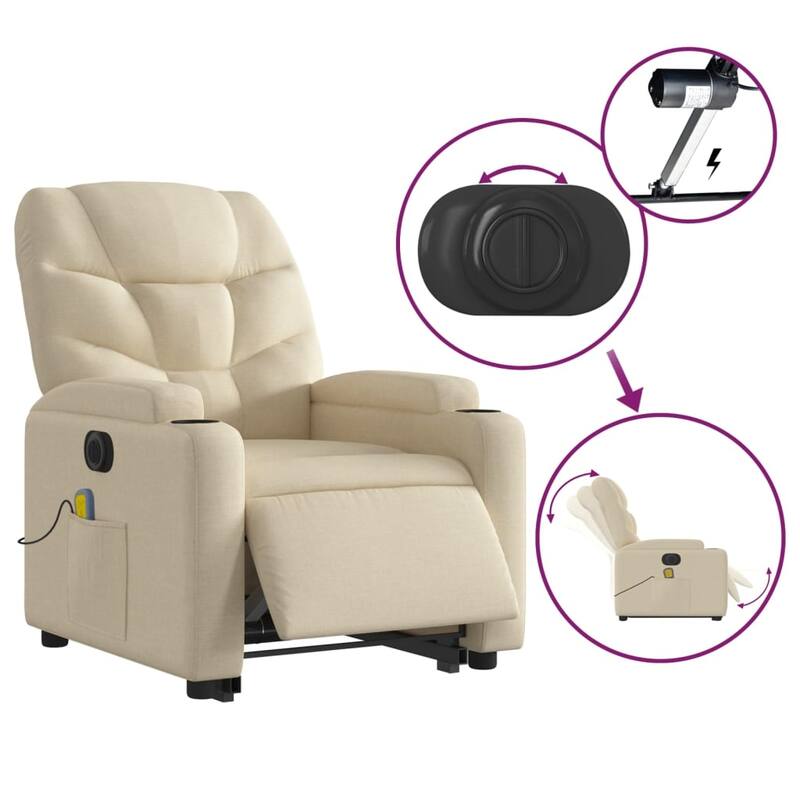vidaXL Stand up Massage Recliner Chair Light Gray Fabric