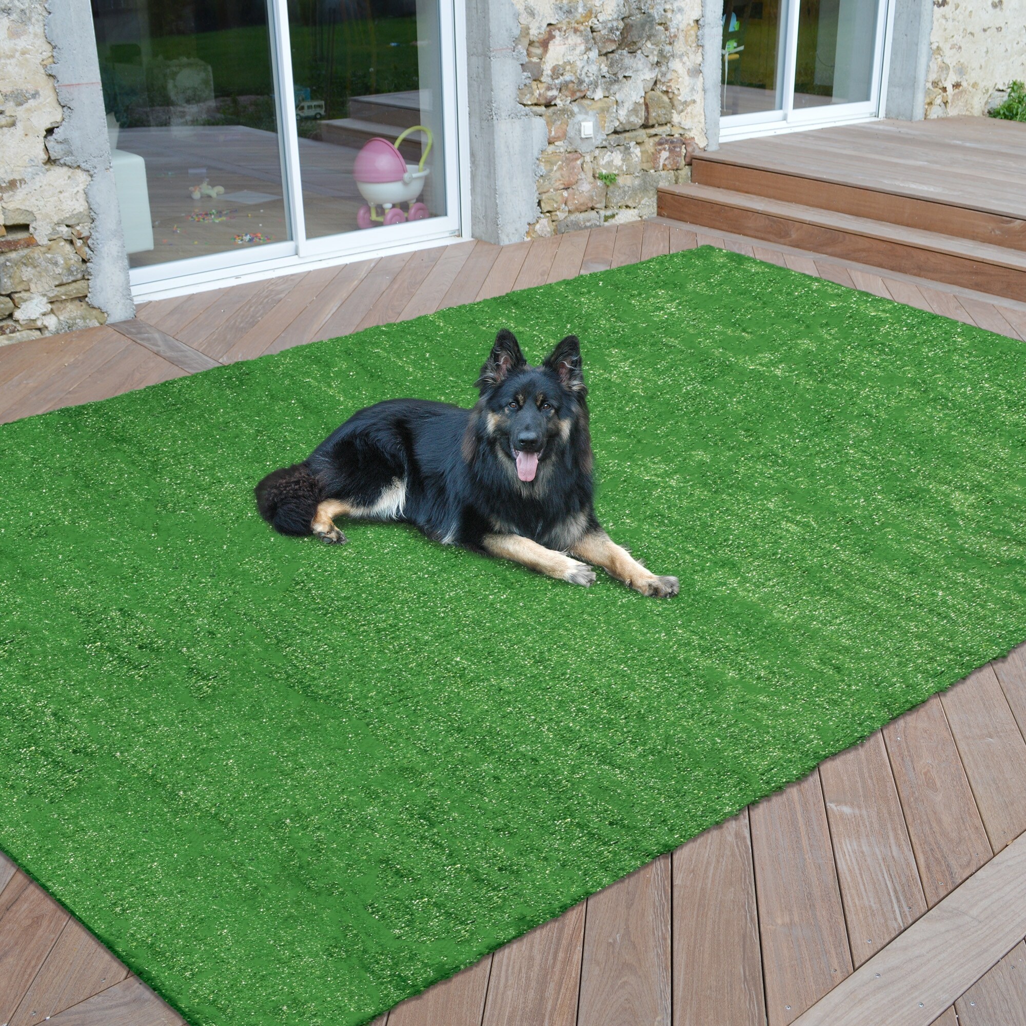 Sweethome Meadowland Collection Indoor/Outdoor Artificial Grass Rug, (4' x  7') (2' x 5')