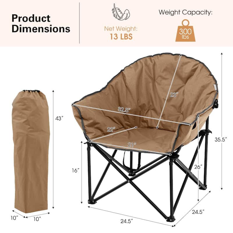 Portable Camping Chair Outdoor Folding Chair with Soft Padded Seat