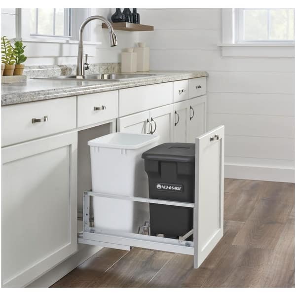 RevAShelf 5349 Series Bottom Mount Double Bin Trash Can with Soft